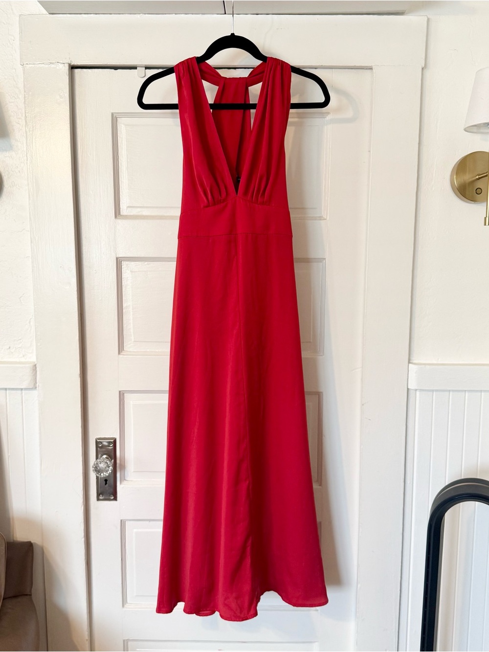 Banana Republic Red Wrap-Waist Halter Maxi Dress Size 6